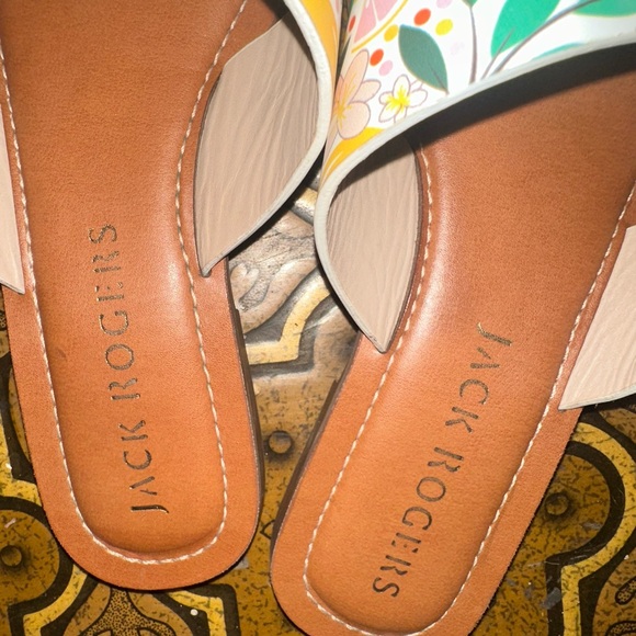 Jack Rogers Lemon Leather Crossover Sandals - size 7.5 - Picture 6 of 9